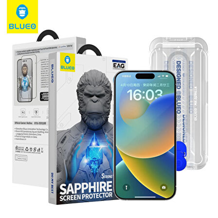 Sapphire iPhone 14 Pro Max Uyumlu Uygulama Aparatlı 9 MOhs %99.99 Orijinal Safir Ekran Koruyucu