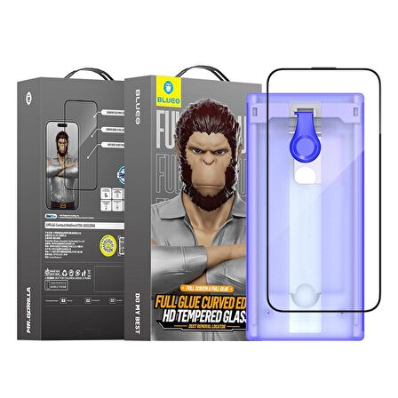 iPhone 15 Pro Uygulama Aparatlı Full Glue Curved Temperli Anti-Static HD Cam Ekran Koruyucu