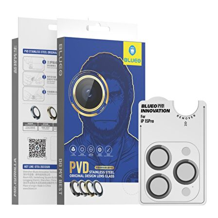  iPhone 15 Pro Pvd Stainless Steel Su Ve Toz Geçirmez Lens Koruyucu Naturel Titanyum Gri