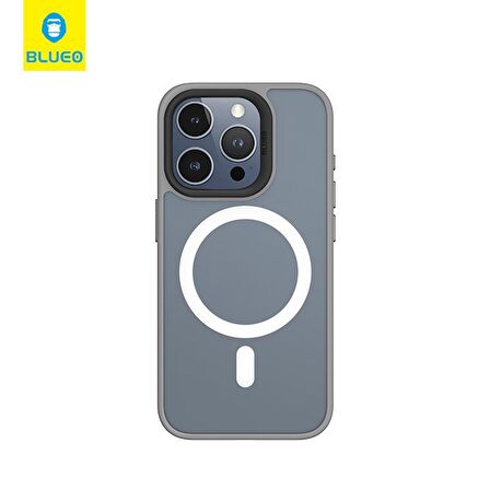 iPhone 15 Pro Uyumlu Frosted Dual Color Skin Friendly Magsafe Kılıf Gri