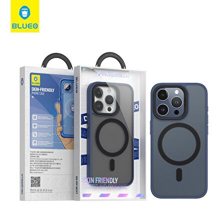 iPhone 15 Pro Uyumlu Frosted Dual Color Skin Friendly Magsafe Kılıf Lacivert