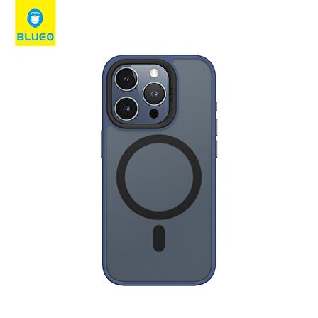 iPhone 15 Pro Uyumlu Frosted Dual Color Skin Friendly Magsafe Kılıf Lacivert