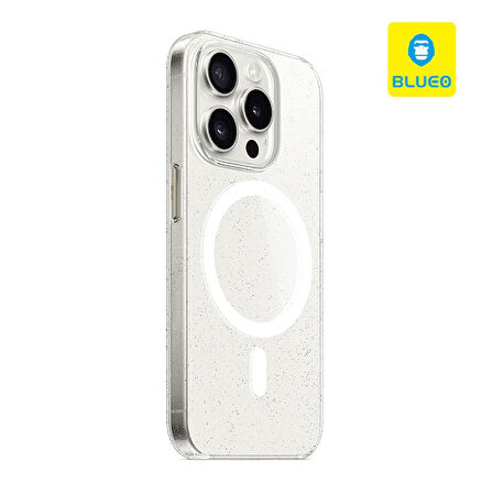 Blueo iPhone 15 Pro Max Uyumlu Crystal Pro Drop Resistance Magsafe Glitter Transparent Telefon Kılıf