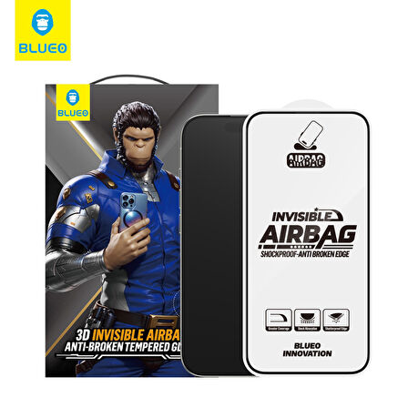 3D Airbag iPhone 16 Uyumlu Kenar Darbelere Dirençli Tam Kavrayan Kavisli Cam Ekran Koruyucu