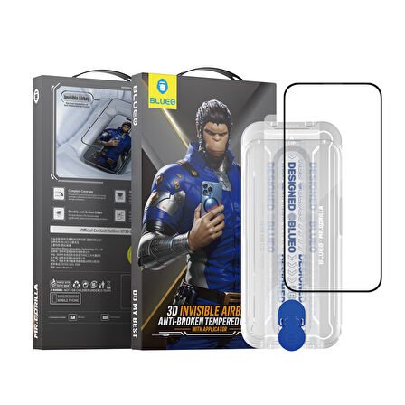 Blueo iPhone 15 Plus Uyumlu 3D Invisible Airbag Anti-Broken Uygulama Aparatlı Cam Ekran Koruyucu