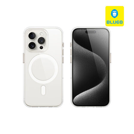 Blueo iPhone 15 Plus Uyumlu Crystal Pro Drop Resistance Magsafe Şeffaf Sararmaz Telefon Kılıfı