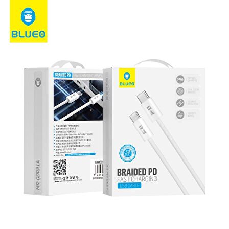 Blueo Braided Pd 60W Ultra Hızlı Şarj V Data Kablosu Type-C