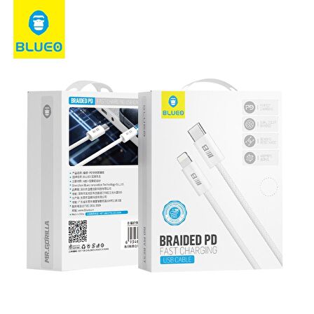 Blueo Braided Pd 60W Ultra Hızlı Şarj V Data Kablosu Lightning