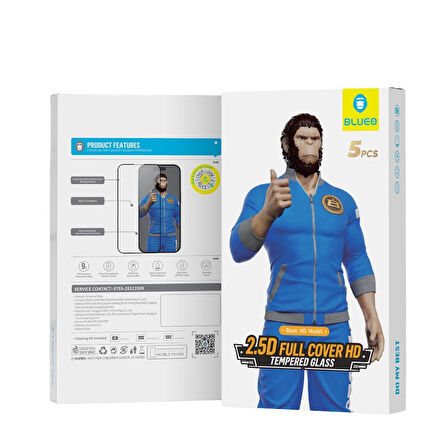 Blueo iPhone 12 Pro 2.5D Silk full cover glass HD  Ekran Koruyucu  5'li paket