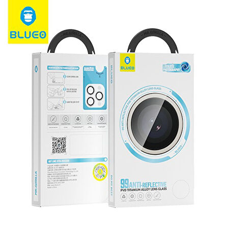 Blueo iPhone 15 Pro Max ve 15 Pro Uyumlu Natural Titanyum Anti-Reflective PVD Lens Koruyucu