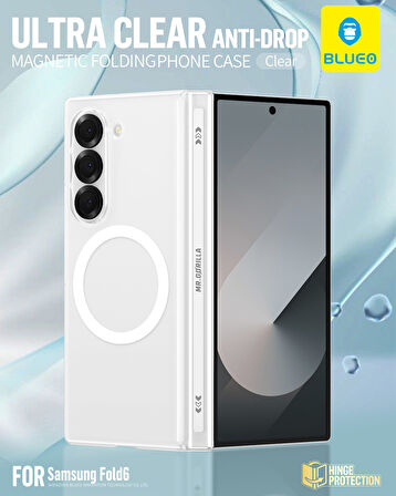 BLUEO FOLD 6 ULTRA CLEAR ANTİ-DROP MAGNETİC FOLDİNG TELEFON KILIFI