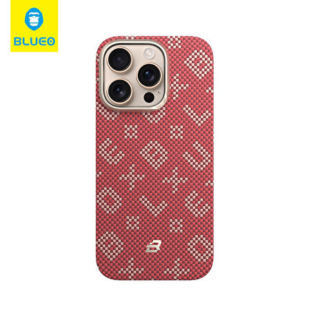 iPhone 15 Pro Max Uyumlu MagSafe Özellikli Orijinal Karbon Gilded Tactile Aramid Fiber Slim Kılıf