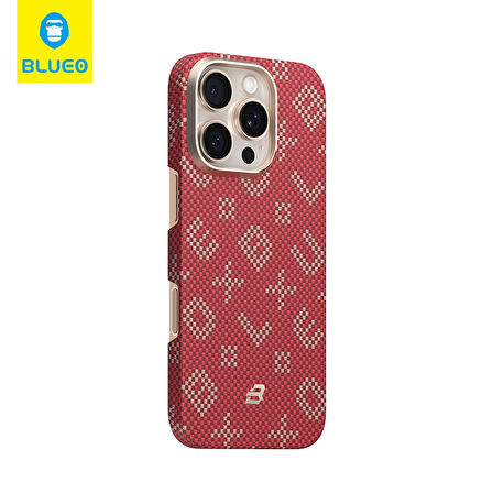 iPhone 15 Pro Max Uyumlu MagSafe Özellikli Orijinal Karbon Gilded Tactile Aramid Fiber Slim Kılıf