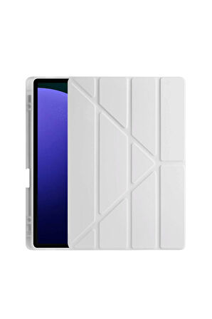 Galaxy Tab S10 Plus Uyumlu 12,4 inç Kılıf Fuchsia Akıllı Kalem Bölmeli Standlı Tri Folding Smart Kılıf