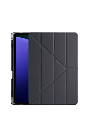 Galaxy Tab S10 Plus Uyumlu 12,4 inç Kılıf Fuchsia Akıllı Kalem Bölmeli Standlı Tri Folding Smart Kılıf