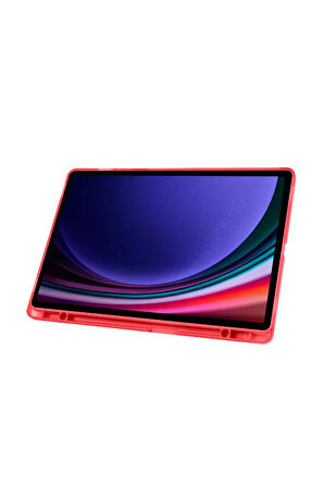 Galaxy Tab S10 Plus Uyumlu 12,4 inç Kılıf Fuchsia Akıllı Kalem Bölmeli Standlı Tri Folding Smart Kılıf