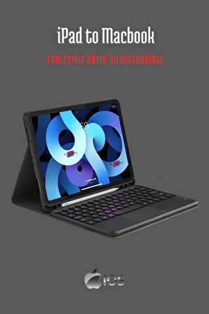 iPad Pro 13 2024 Uyumlu Fuchsia Savvy Touch Padli Bluetoothlu Klavyeli Standlı Tablet Kılıfı