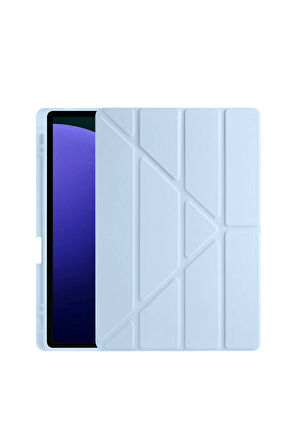 Galaxy Tab S10 Plus Uyumlu 12,4 inç Kılıf Fuchsia Akıllı Kalem Bölmeli Standlı Tri Folding Smart Kılıf