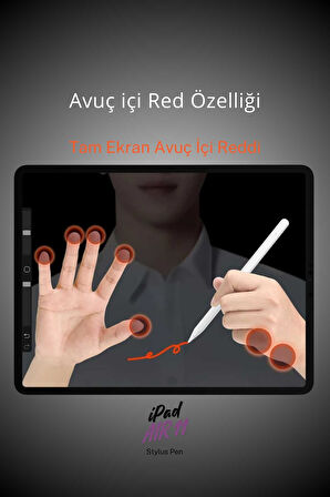 iPad AIR M3 Çipli A3267 A3269 2025 Uyumlu Avuç İçi Algılamayan Dokunmatik Yazım ve Çizim Kalemi