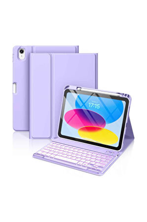 iPad 10. 11. Nesil Uyumlu Model A3354, A3355, A3356 A2696, A2757, A2777, A3162 Klavyeli Tablet Kılıfı