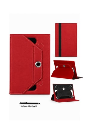 Fuchsia Universal 10 İnç Tablet Kılıfı 9 10 11 İnç Uyumlu 360 Derece Döner PU Deri Standlı Kılıf