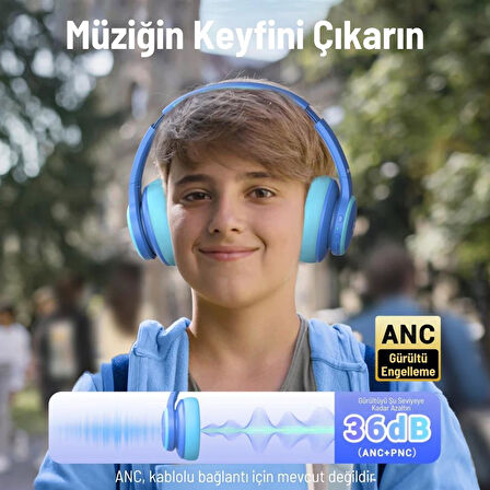 iClever Gürültü Önleyici Ses Sınırlı 60 Saat Oynatma Süreli Bluetooth Çocuk Kulaklığı Mavi