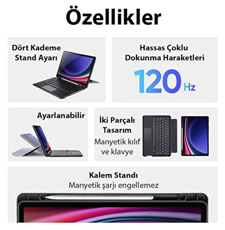 Dux Ducis Samsung Tab S9 (X710/X716B) DK Series Kablosuz Bluetooth Klavye Touchpad Kılıf