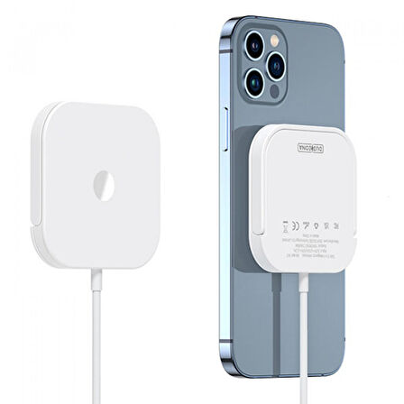 Duzzona W7 15W Manyetik Magsafe Uyumlu Standlı Kablosuz Şarj Aleti-Airpods ve Apple Watch Uyumlu