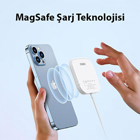 Duzzona W7 15W Manyetik Magsafe Uyumlu Standlı Kablosuz Şarj Aleti-Airpods ve Apple Watch Uyumlu