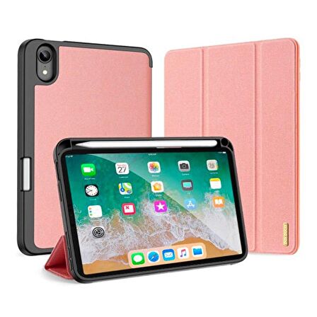 Dux Ducis iPad Mini 6 (2021) Kılıf Kalem Bölmeli Standlı Domo Series PEMBE