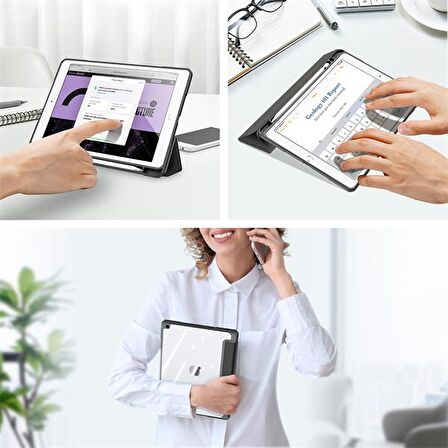 Dux Ducis iPad 7-8 10.2 (2019,2020,2021) Kılıf Kalem Bölmeli Toby Series SİYAH
