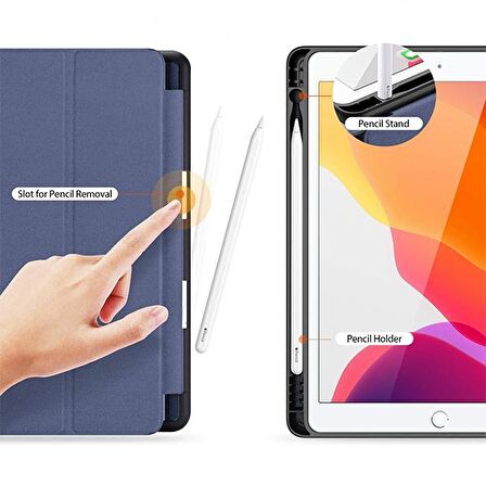 DUX DUCİS iPad 7th Gen 10.2 2019 Kılıf Kalem Yerli Soft Tpu Mıknatıslı Domo Kılıf MAVİ