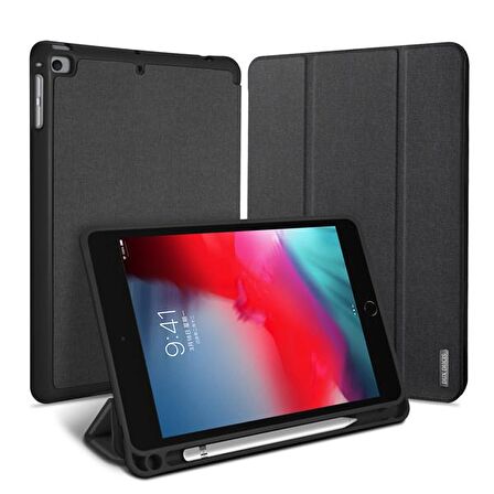 DUX DUCİS iPad Mini 5- Mini 4 Kılıf Kalem Yerli Soft Tpu Mıknatıslı Domo Series Kılıf SİYAH