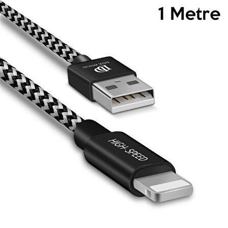Dux Ducis K-One Cable İPhone Usb Şarj Kablosu 1 METRE SİYAH
