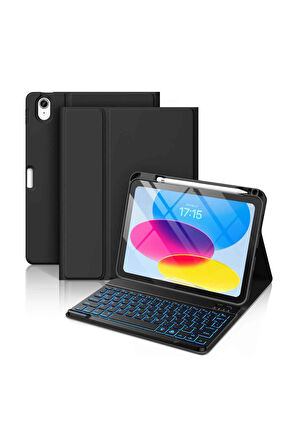 iPad 10. 11. Nesil Uyumlu Model A3354, A3355, A3356 A2696, A2757, A2777, A3162 Klavyeli Tablet Kılıfı