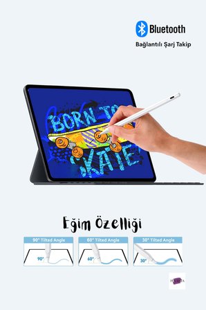 iPad 11.nesil ile Uyumlu Avuç Içi Reddetmeli Dokunmatik Fuchsia Özel Çizim Ve Yazı Kalemi