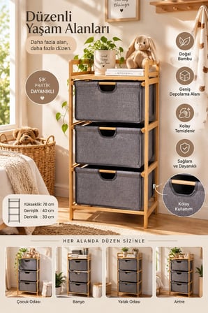 PORSIMA MIO HOME MIO-001 3 CEKMECELI BEZ DOLAP