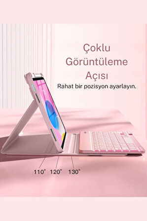 iPad 10. 11. Nesil Uyumlu Model A3354, A3355, A3356 A2696, A2757, A2777, A3162 Klavyeli Tablet Kılıfı