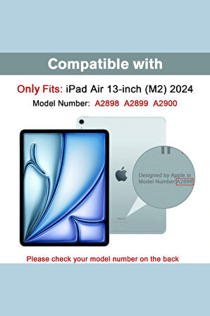 iPad Air 13 A2898 / A2899 / A2900 Uyumlu Özel Üretilmiş Oval Kameralı Akıllı Tablet Kılıfı