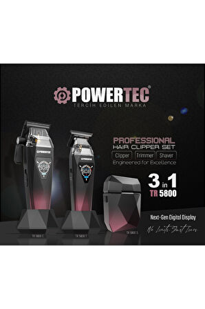Powertec TR-5800 Saç-Sakal-Ense-Günlük Tıraş Makinesi 3in1 ( 0.5mm Tarak Dahil )
