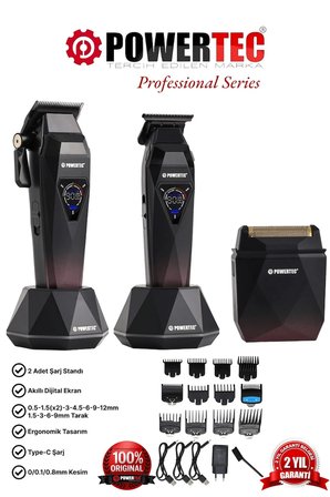 Powertec TR-5800 Saç-Sakal-Ense-Günlük Tıraş Makinesi 3'lü Set ( 0.5mm Tarak Dahil )