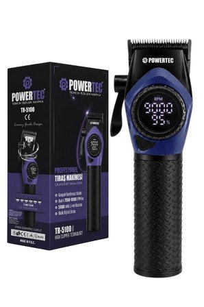 Powertec TR-5100 Göstergeli Ayarlanabilir 9000 RPM Hız Kaydırmaz Gövdeli Tıraş Makinesi Mavi