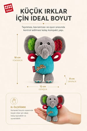 Plush Friendz Serisi Sesli & Hışırtılı Fil Peluş Köpek Oyuncağı - Küçük Irk & Yavru Çiğneme Oyuncağı