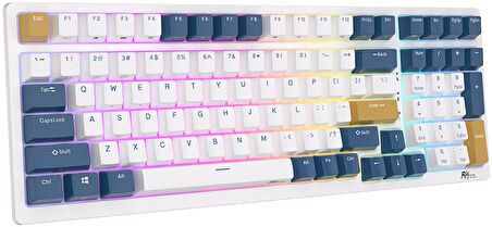Royal Kludge RK98 Beyaz-Mavi RGB Kablosuz US Gaming Klavye