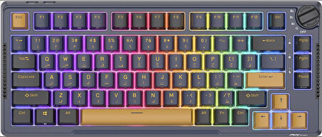 Royal Kludge RK H81 Star Night Skycyan Switch Gri/Siyah PBT RGB Hot Swappable Kablosuz Gaming Mekanik Klavye