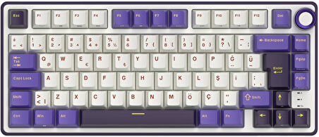 Royal Kludge R75 75% Kablolu Türkçe Gaming Klavye (Beyaz-Mor)