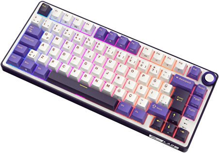 Royal Kludge R75 75% Kablolu Türkçe Gaming Klavye (Beyaz-Mor)