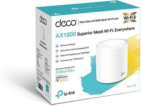 TP-LINK DECO X20 3000 MBPS EV WIFI 6 SİSTEMİ (TEKLİ PAKET)