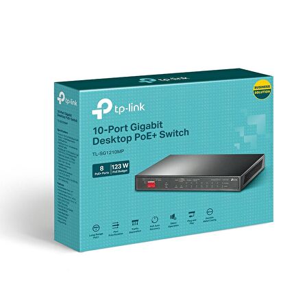 TP-LINK TL-SG1210MP 10 PORT GİGABİT POE+ 8PORT GİGABİT POE 1 PORT GİGABİT RJ45 1 PORT GİGABİT SFP SWITCH