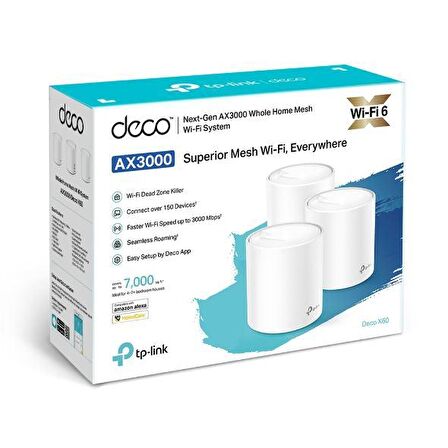 TP-LINK DECO X60 3000 MBPS EV WI-FI 6 SİSTEMİ (İKİLİ PAKET)